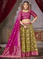 Jacquard Silk Pink Wedding Wear Weaving Lehenga Choli